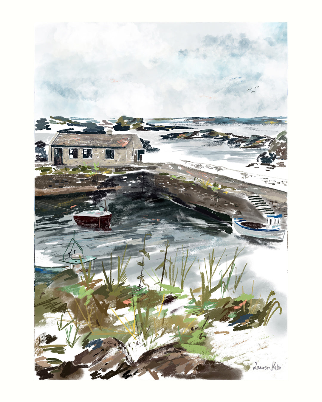 Ballintoy Harbour Illustration Print
