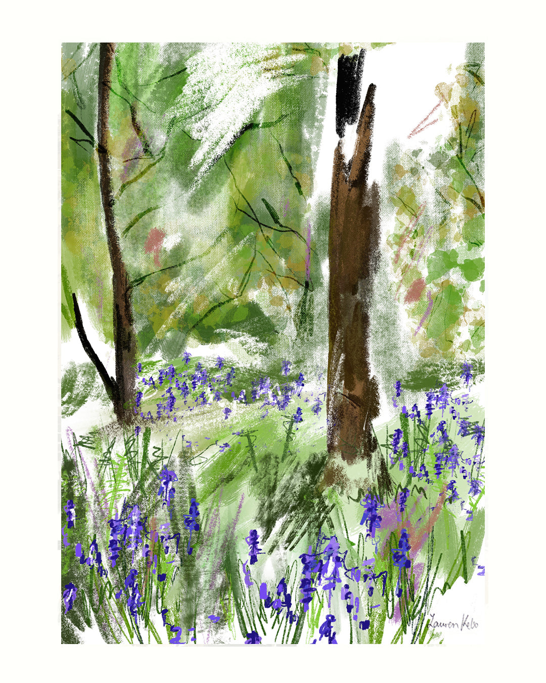 Bluebell Fields A4 Illustration Print