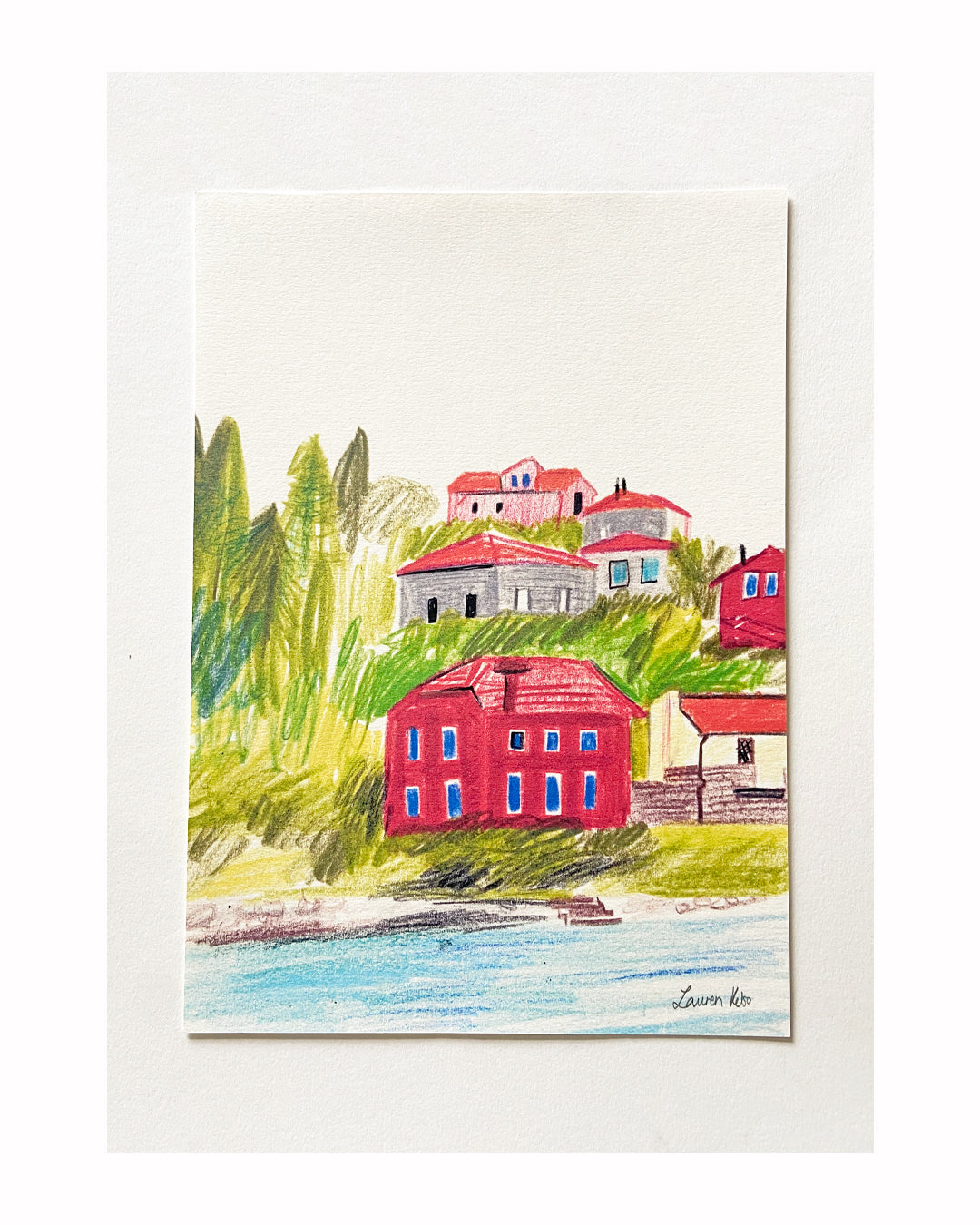 Coastal Houses Illustration Print