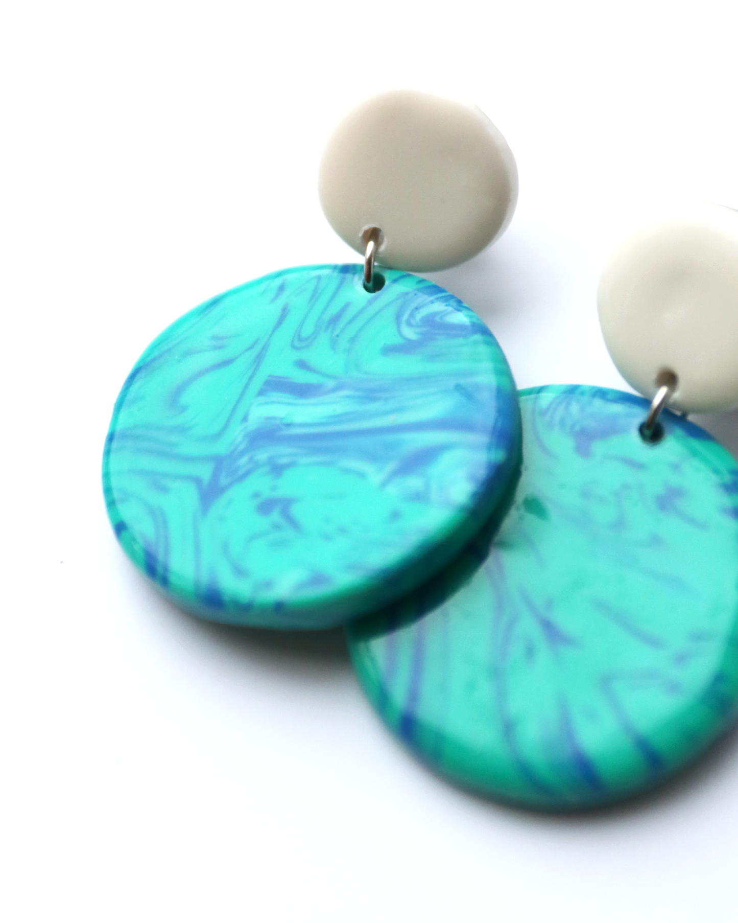 Mint & Blue Marbled Standard Earrings