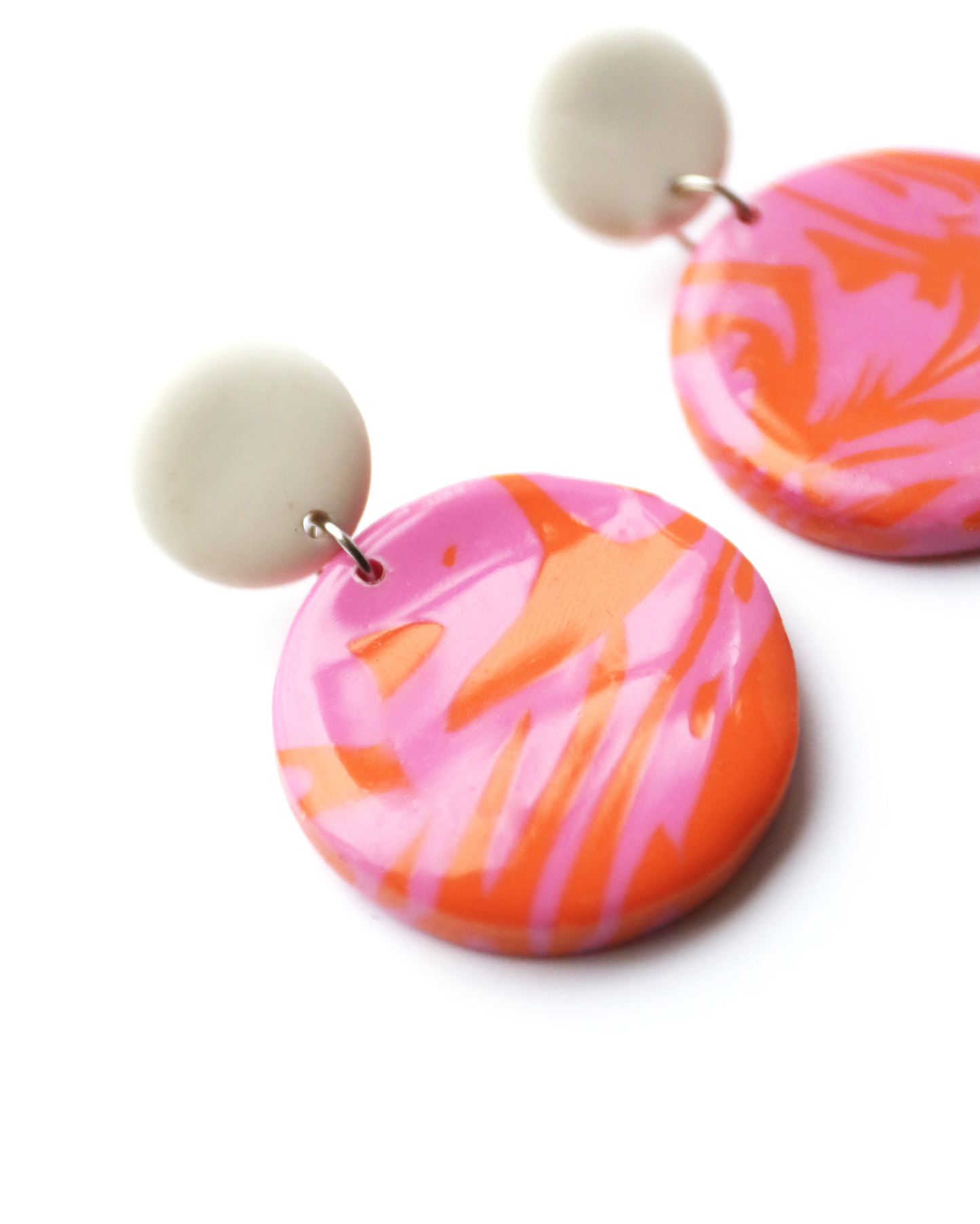 Pink & Orange Marbled Standard Earrings
