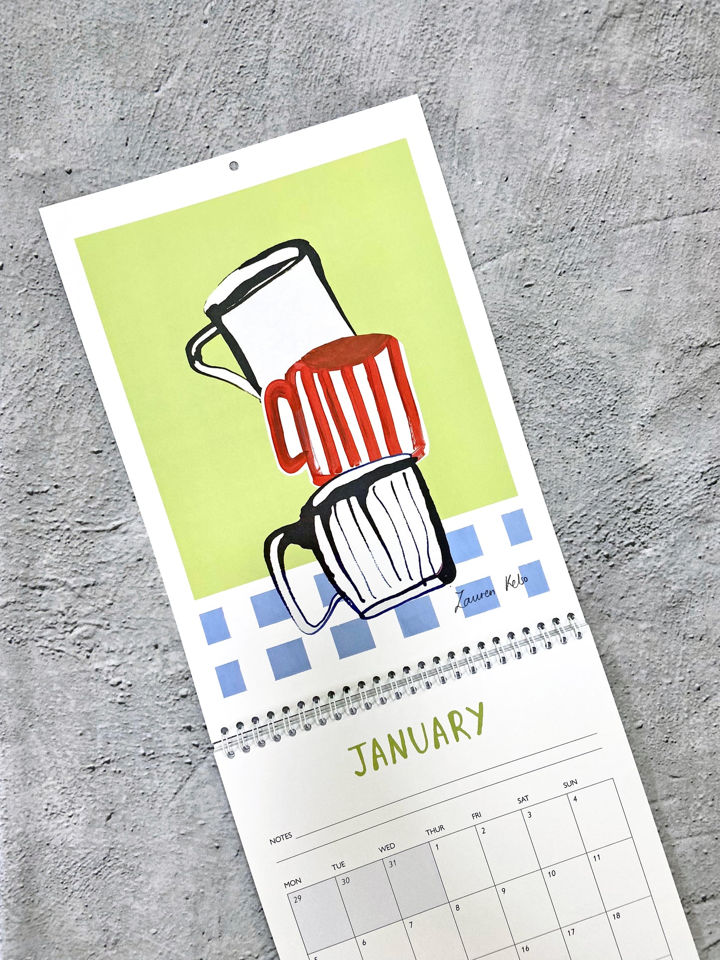 '2026' Illustrated A4 Wall Calendar