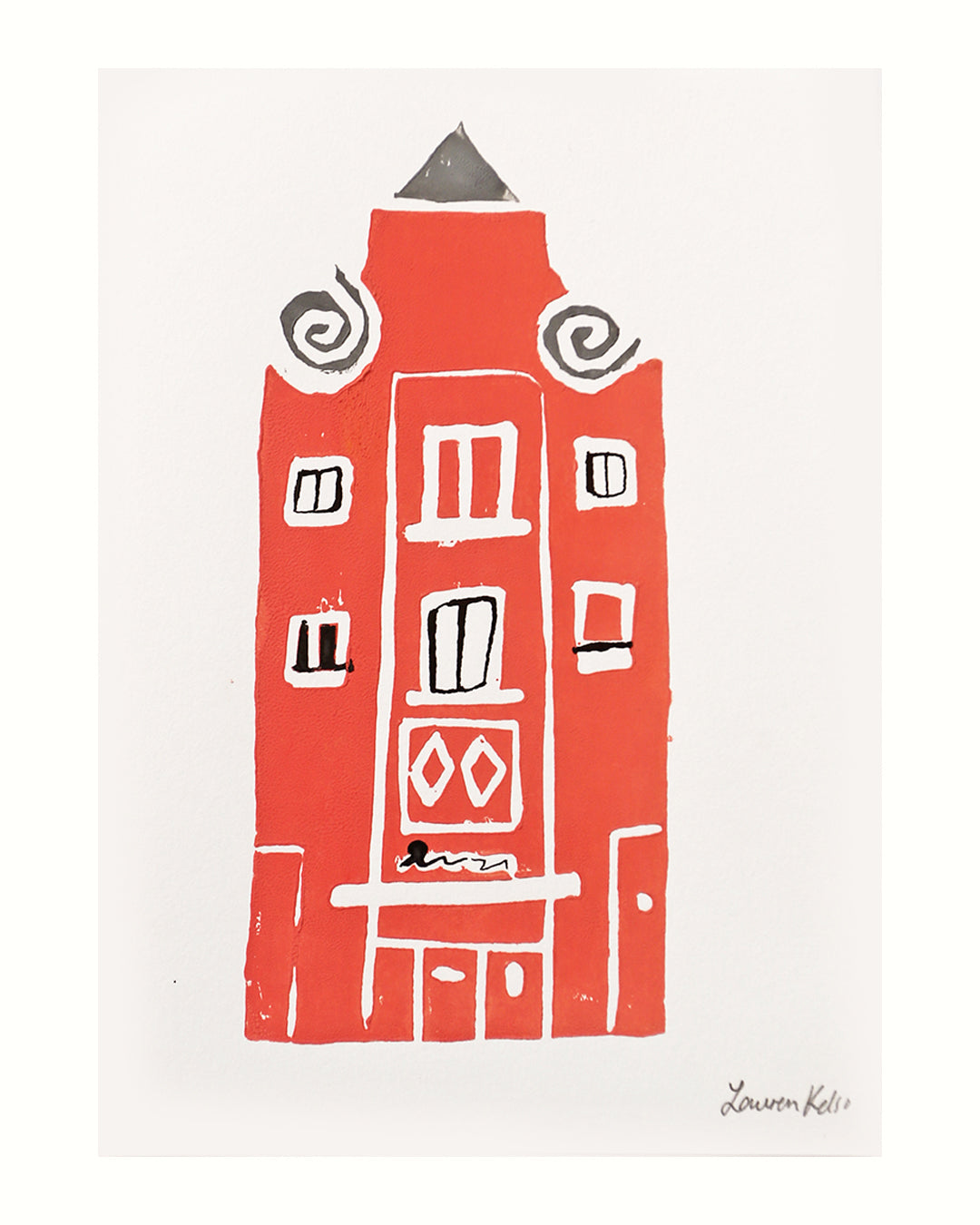 German Building Original Lino A5 Print