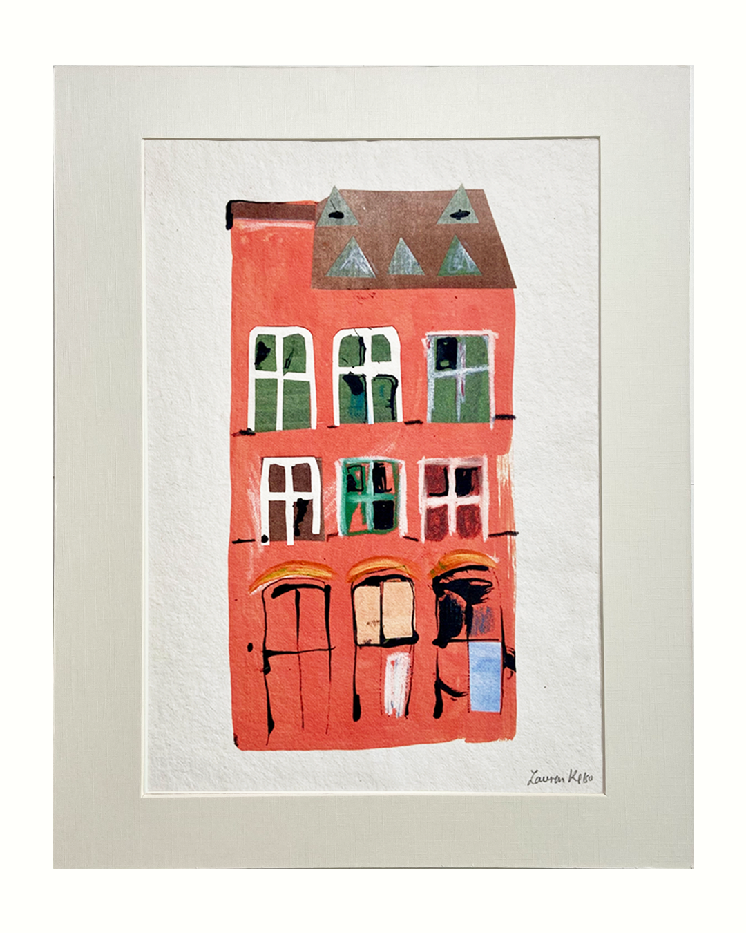 Orange German Building Illustration Print