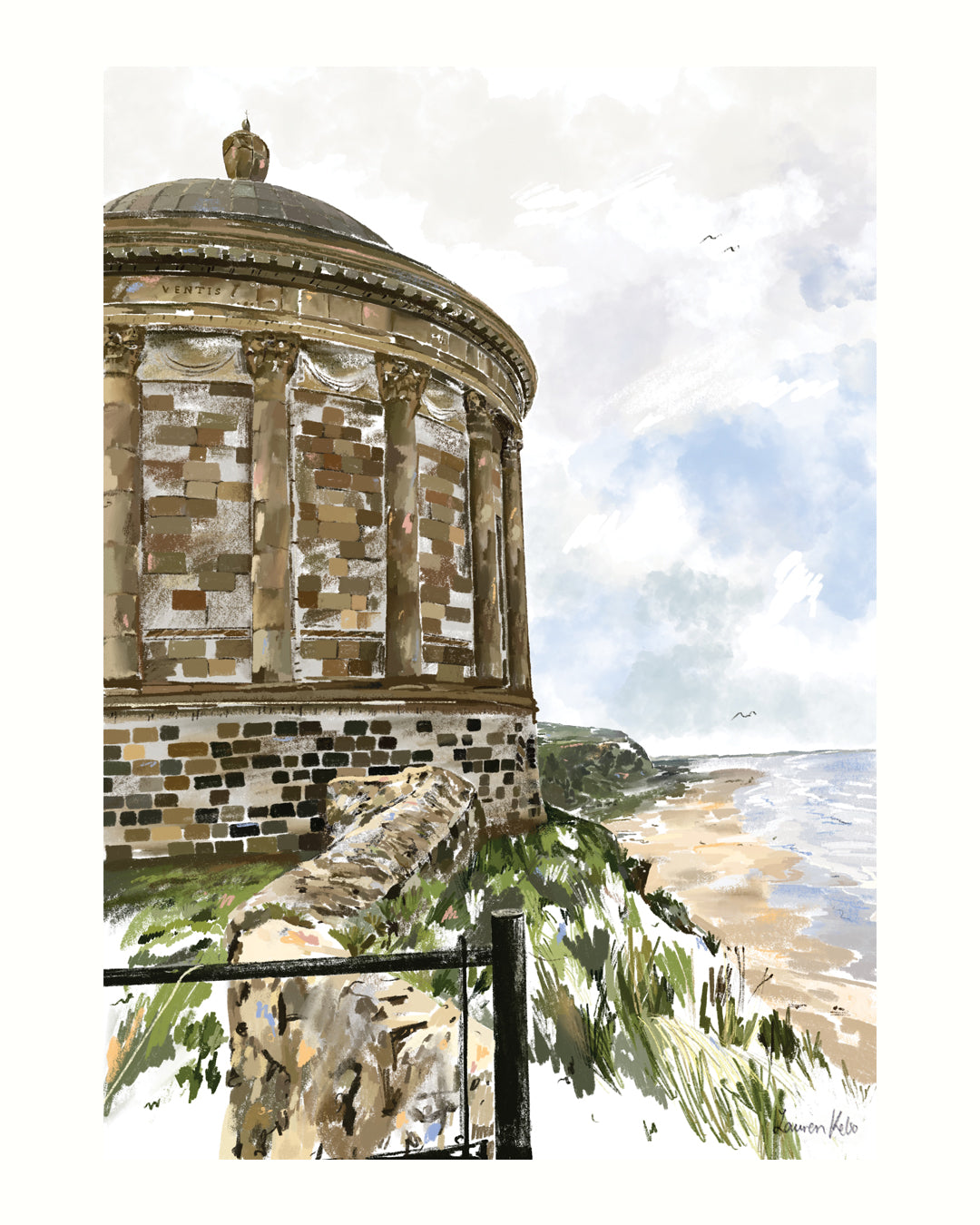Mussenden Temple Illustration Print