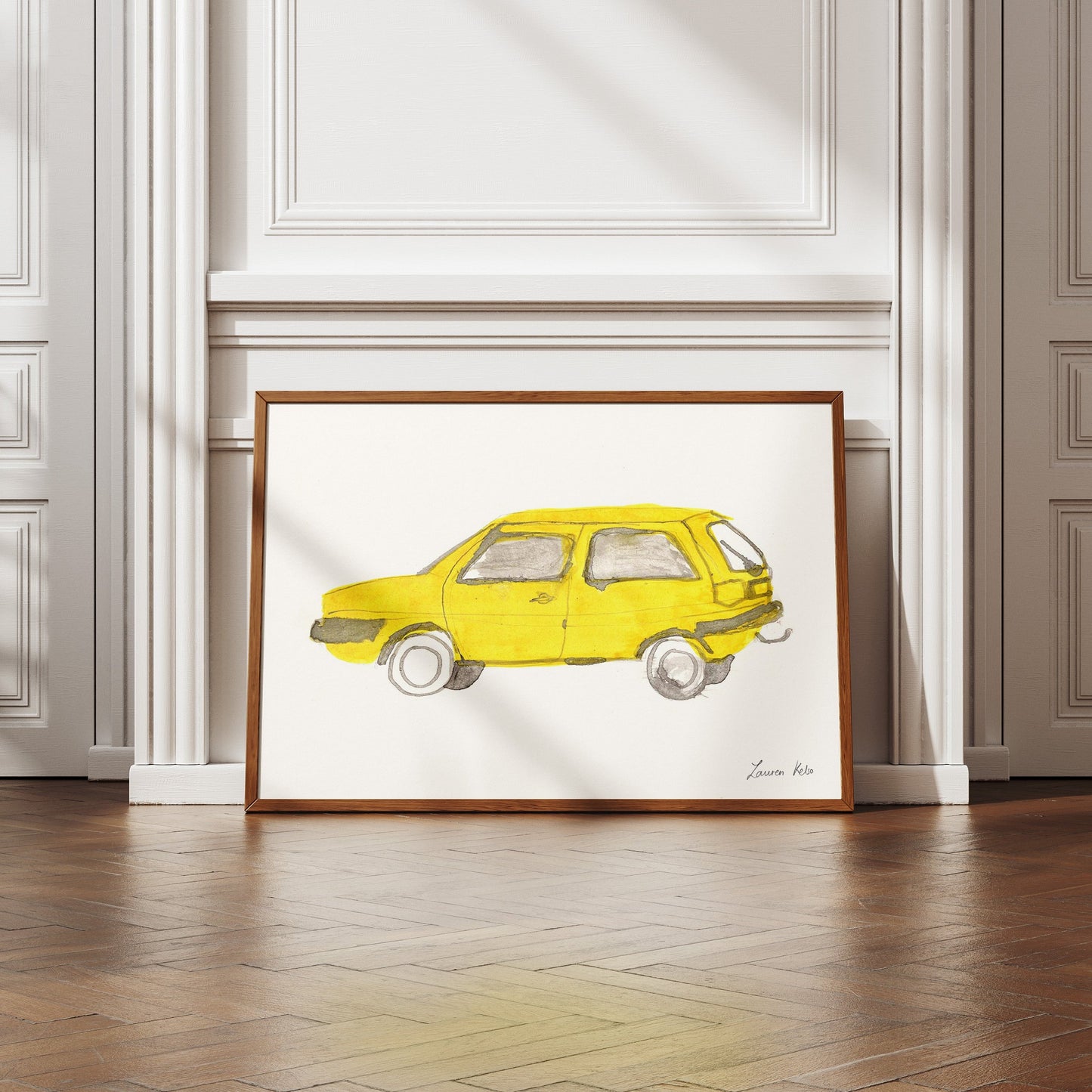 Yellow Car Illustration Print
