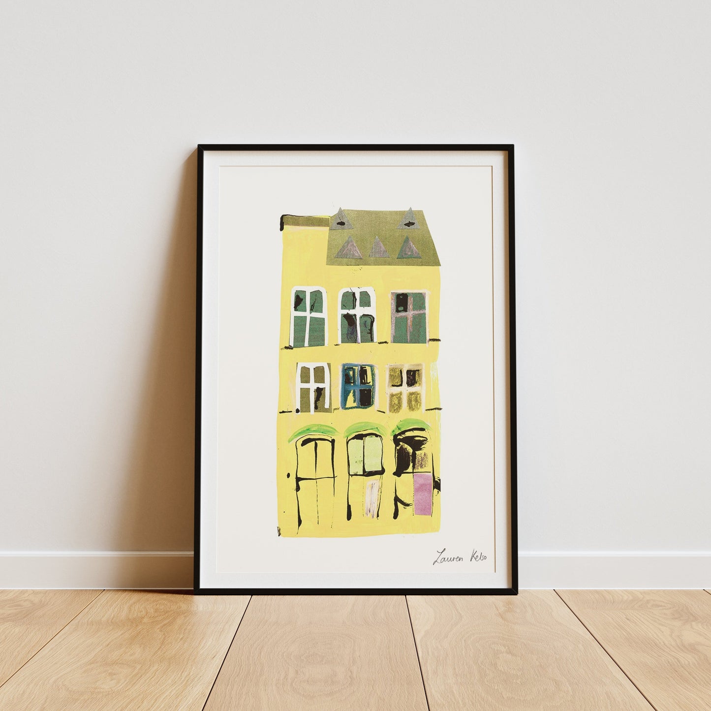 Yellow German Building Illustration Print