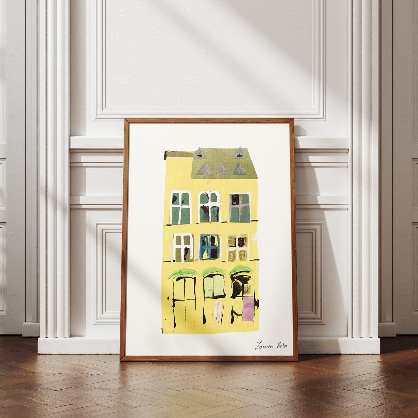 Yellow German Building Illustration Print