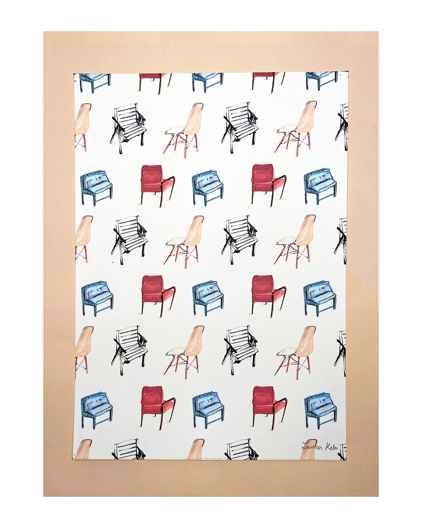 Patterned Chair A4 Illustration Print