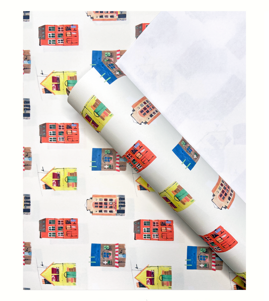 Wrapping Paper Building Illustrated Wrapping Paper – Lauren Kelso Illustrator
