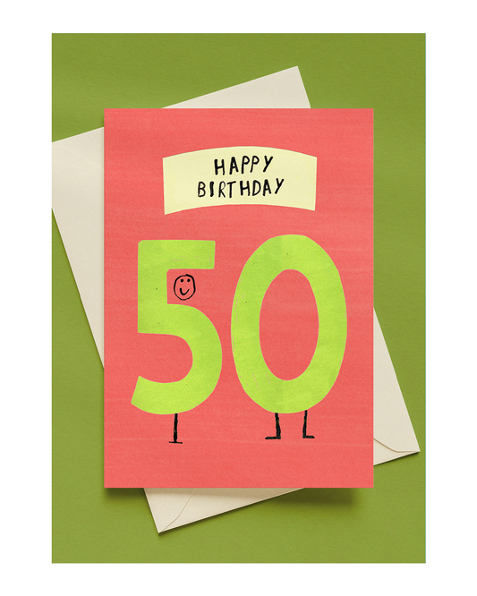 HAPPY 50TH BIRTHDAY A6 GREETING CARD