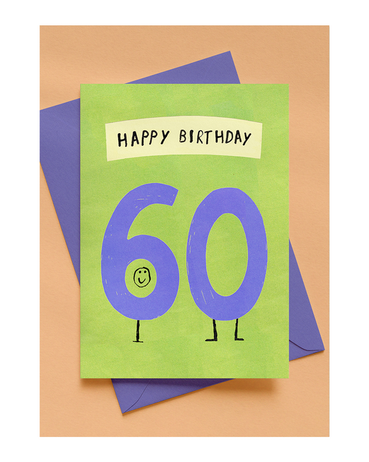HAPPY 60TH BIRTHDAY A6 GREETING CARD