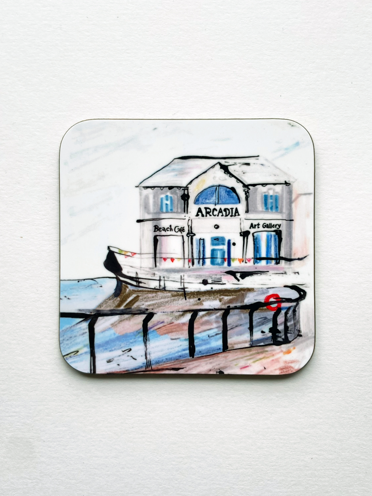 Illustrated Arcadia Square Coaster