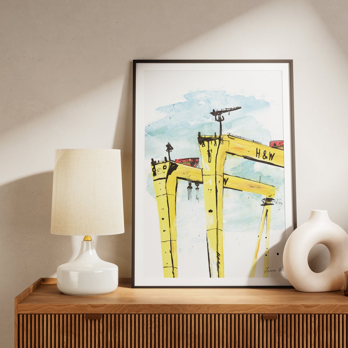 Belfast Cranes Illustration Print