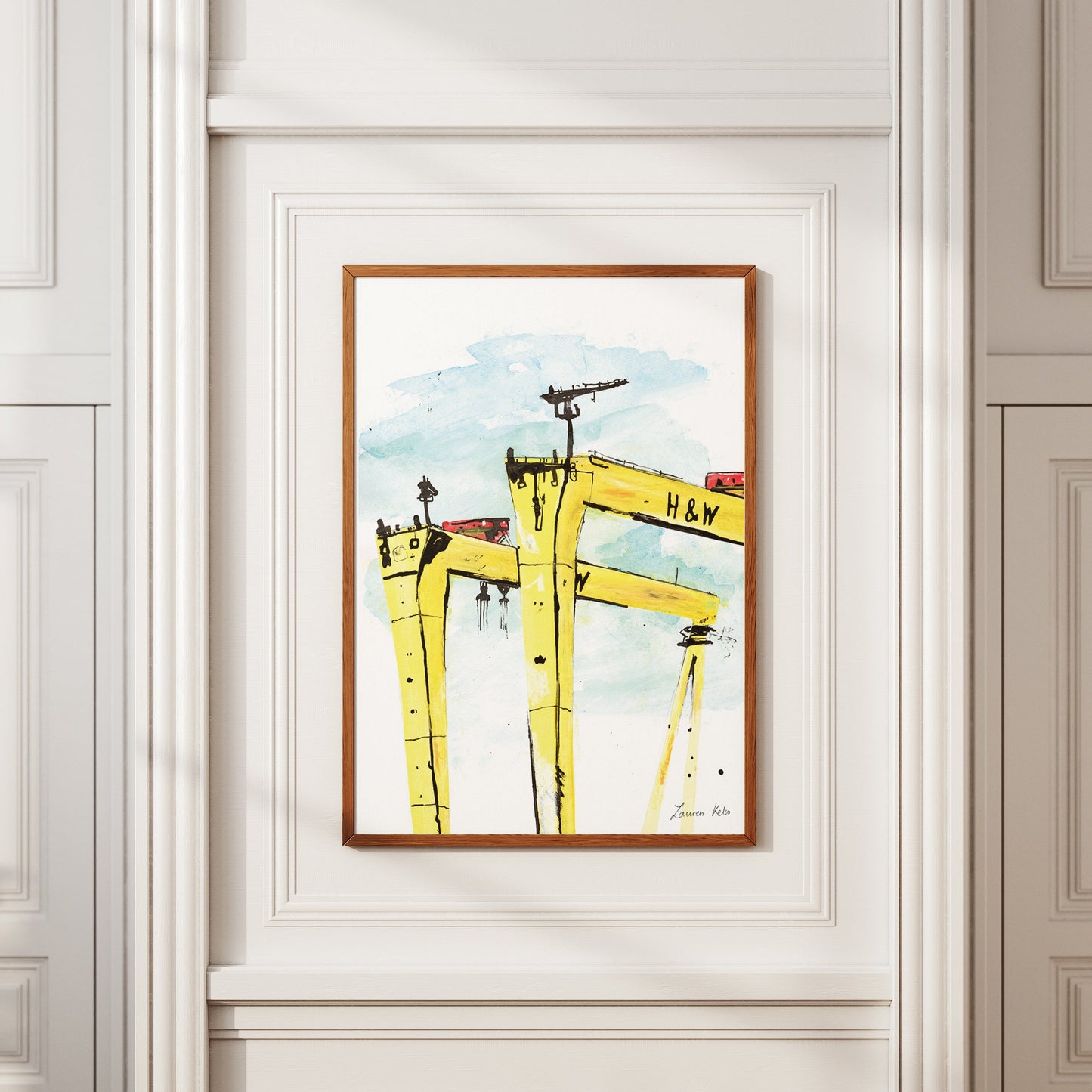 Belfast Cranes Illustration Print