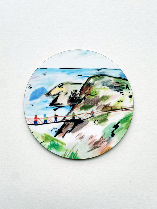 Illustrated Carrick-A-Rede Circle Coaster