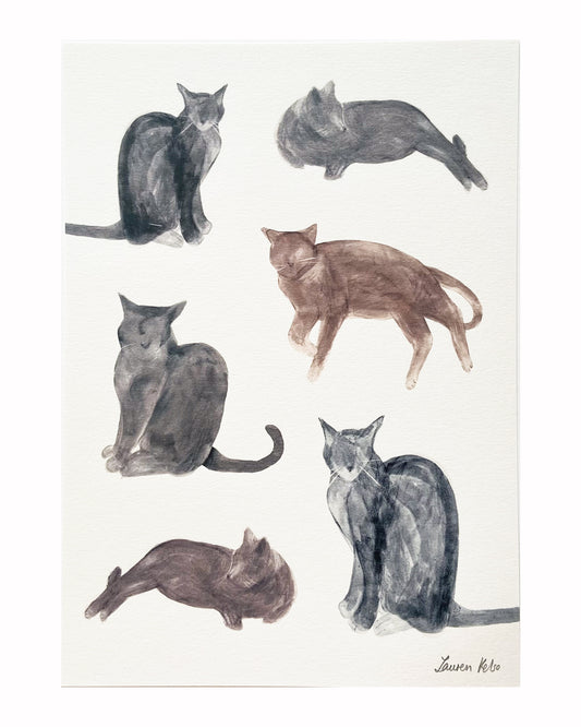 Cats A4 Illustration Print