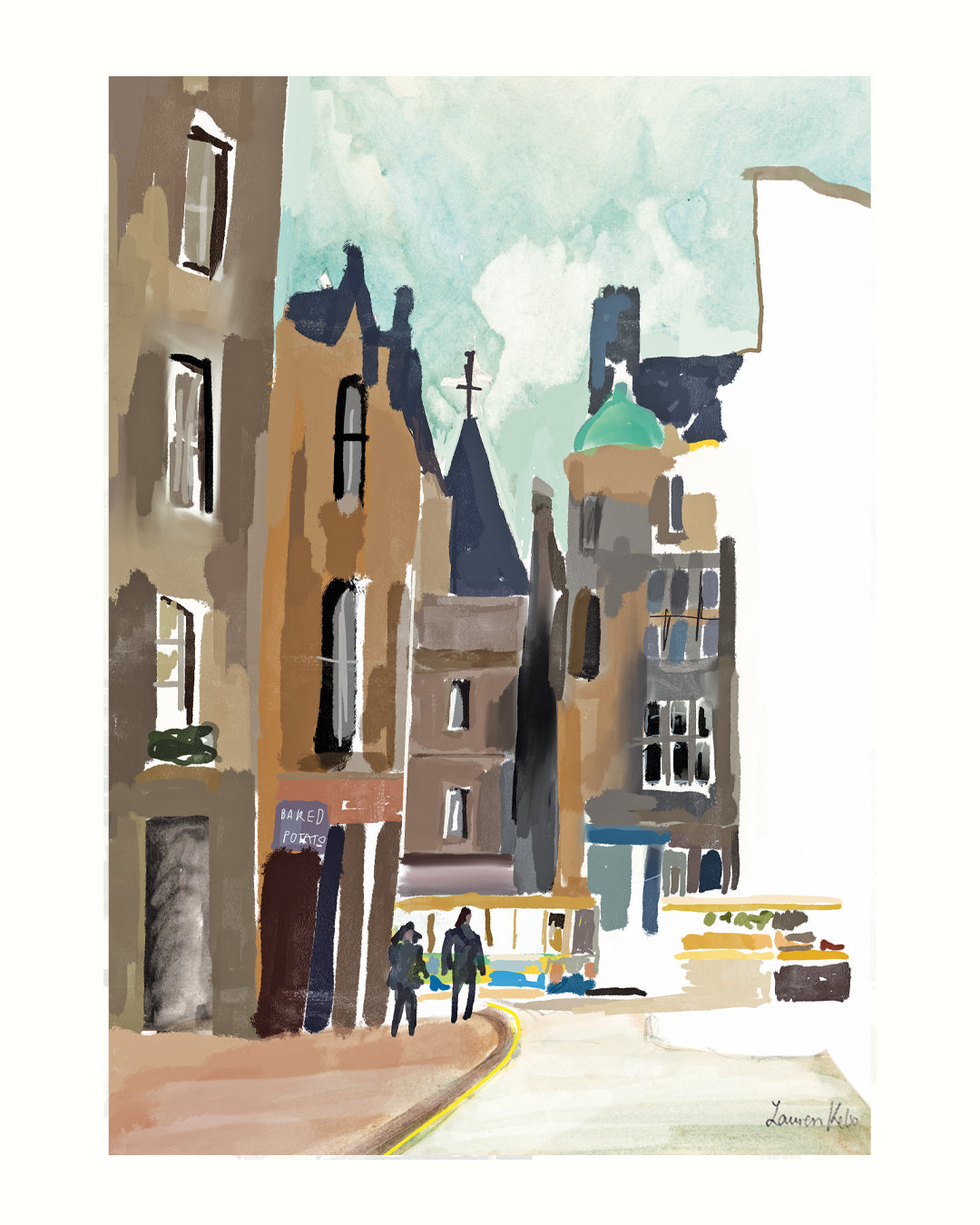 Edinburgh Royal Mile A4 Illustration Print