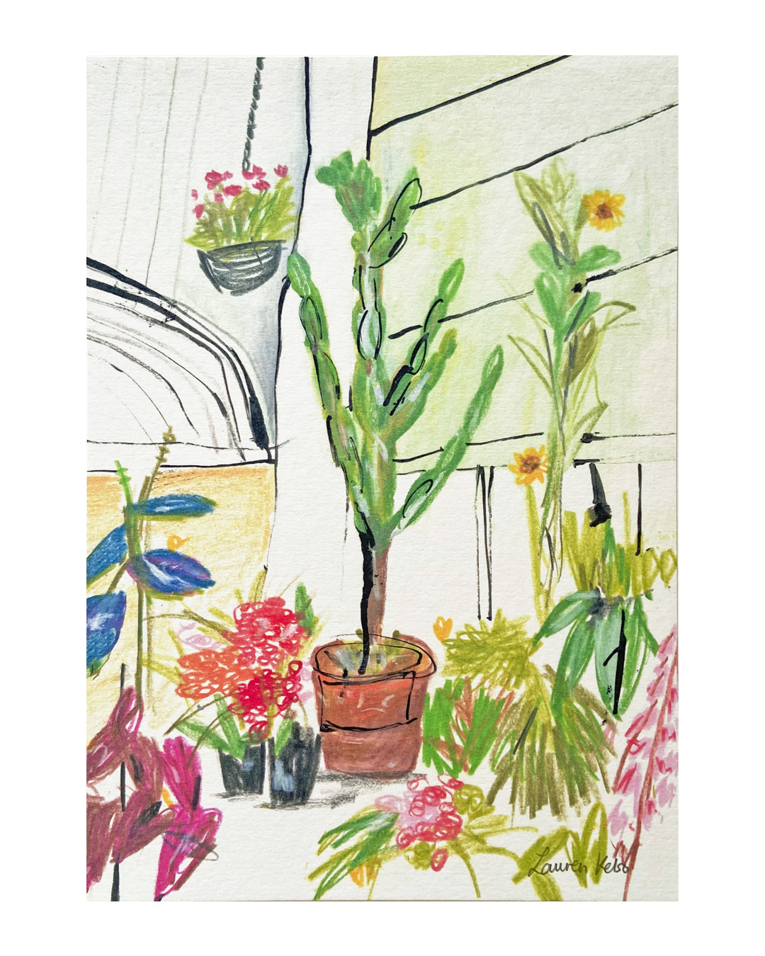 Floral Greenhouse Illustration Print