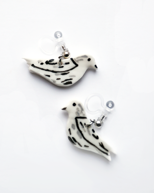 Pair of doves Designed Earrings (Clip-On Earrings)