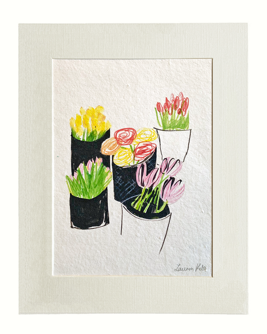 Market Flowers A5 Illustration Print