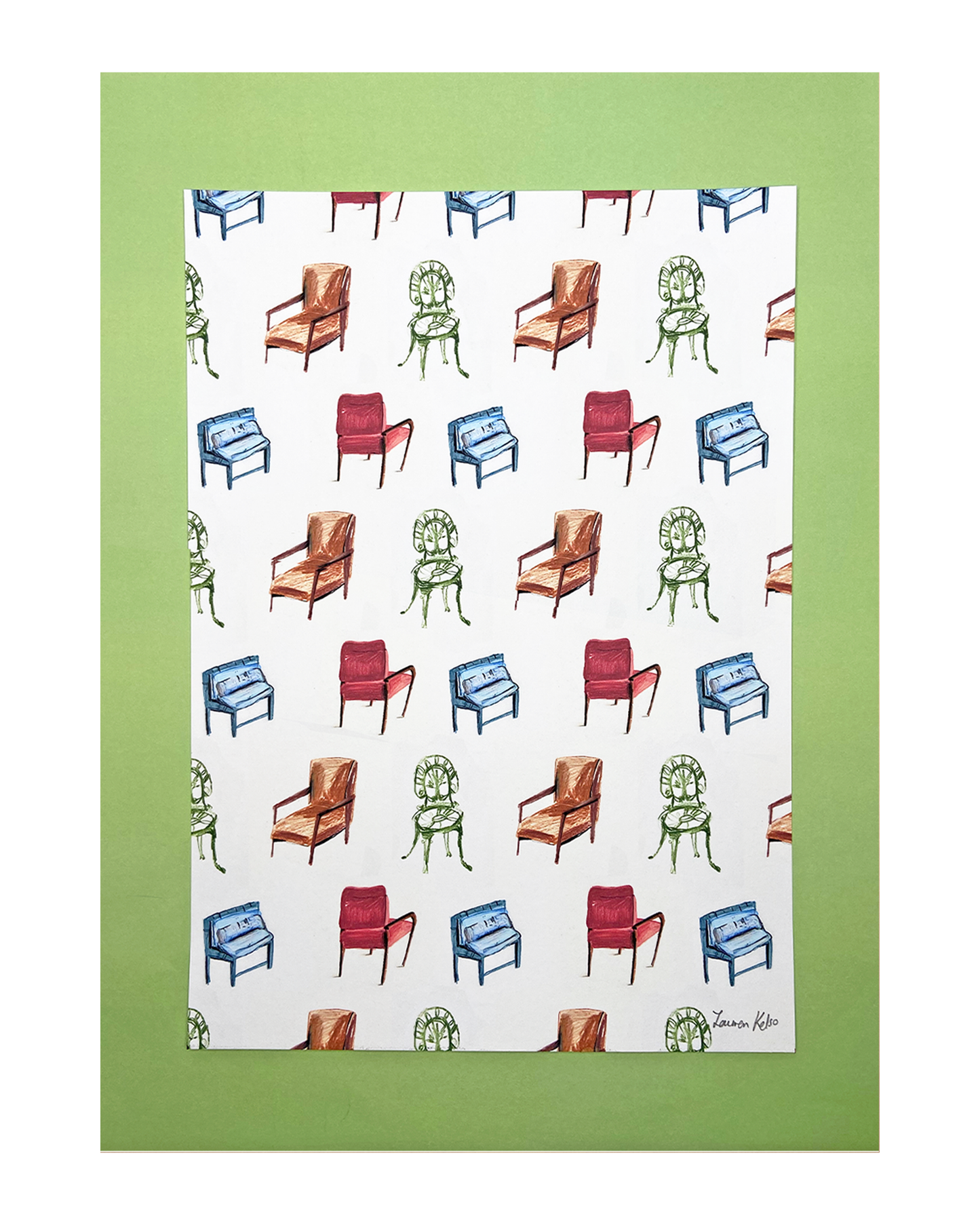Patterned Chair A4 Illustration Print