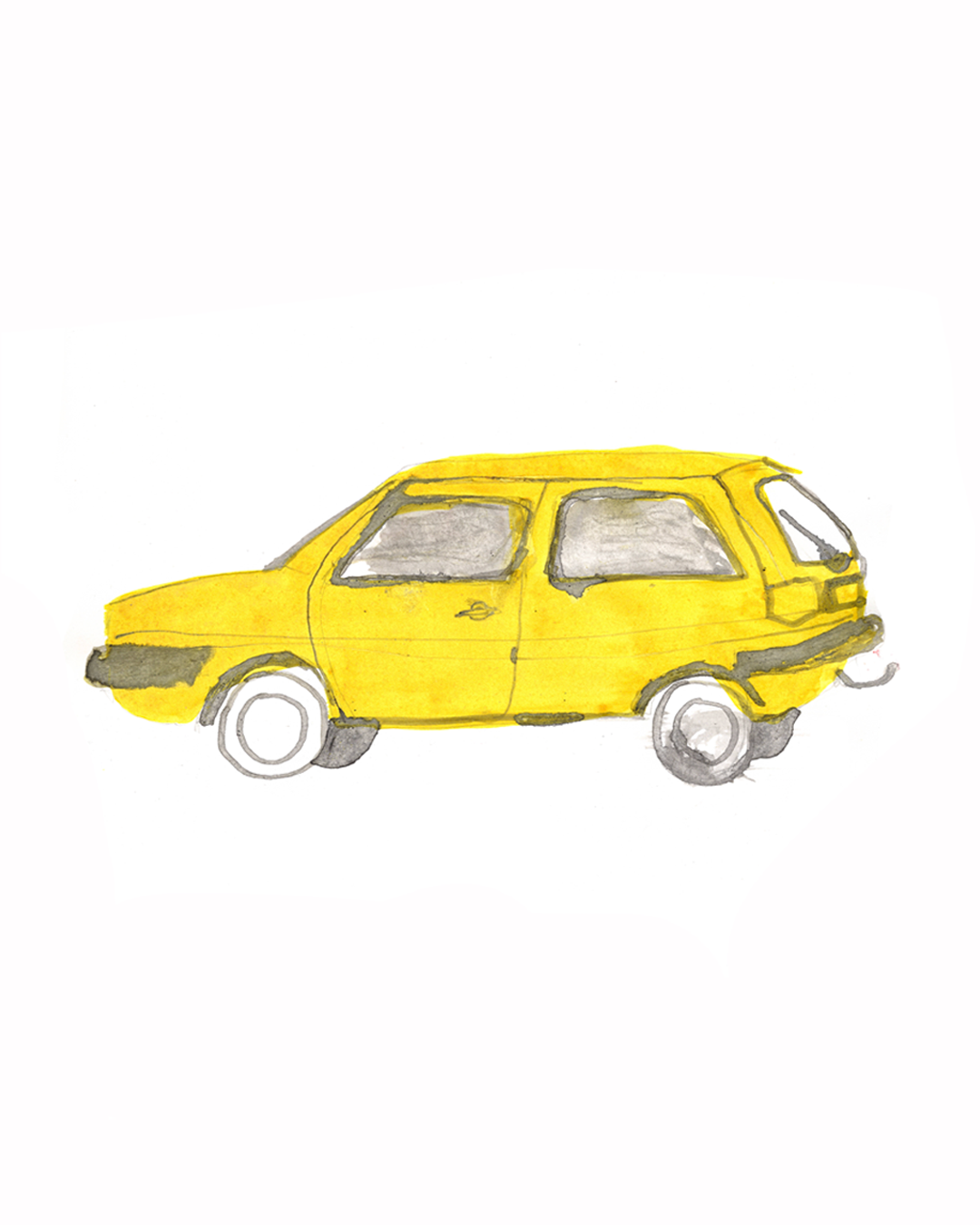 Yellow Car Illustration Print