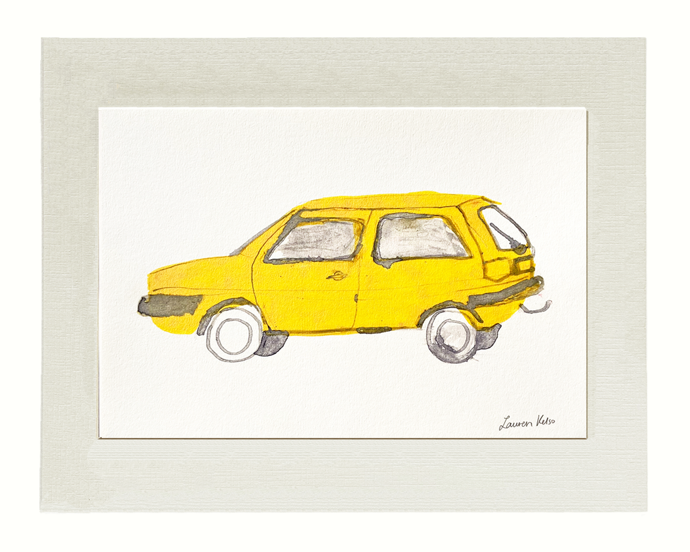 Yellow Car Illustration Print