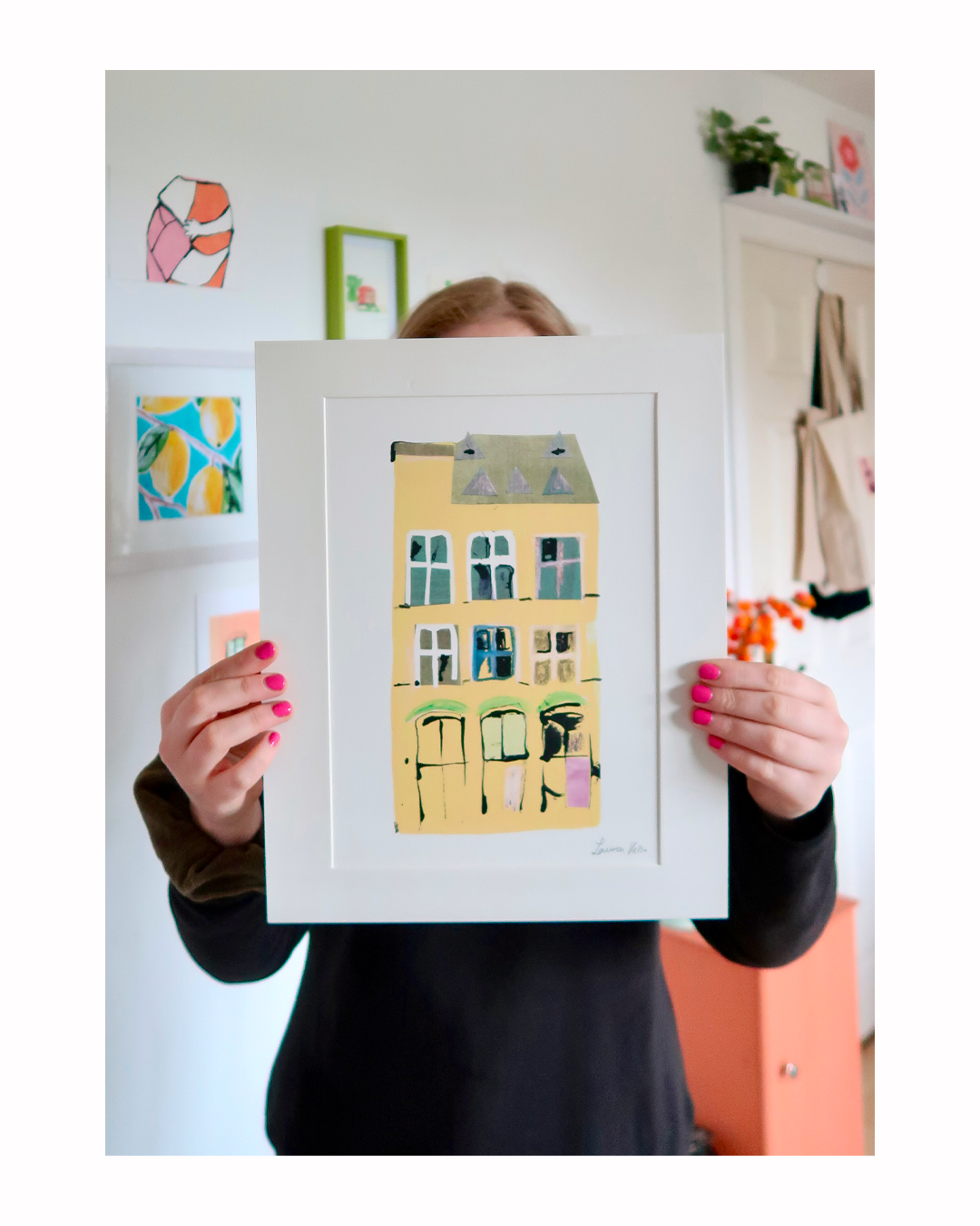 Yellow German Building Illustration Print