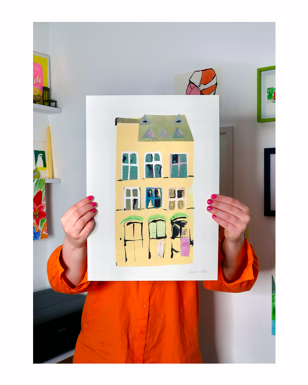 Yellow German Building Illustration Print