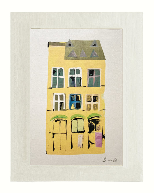 Yellow German Building Travel Illustration Print